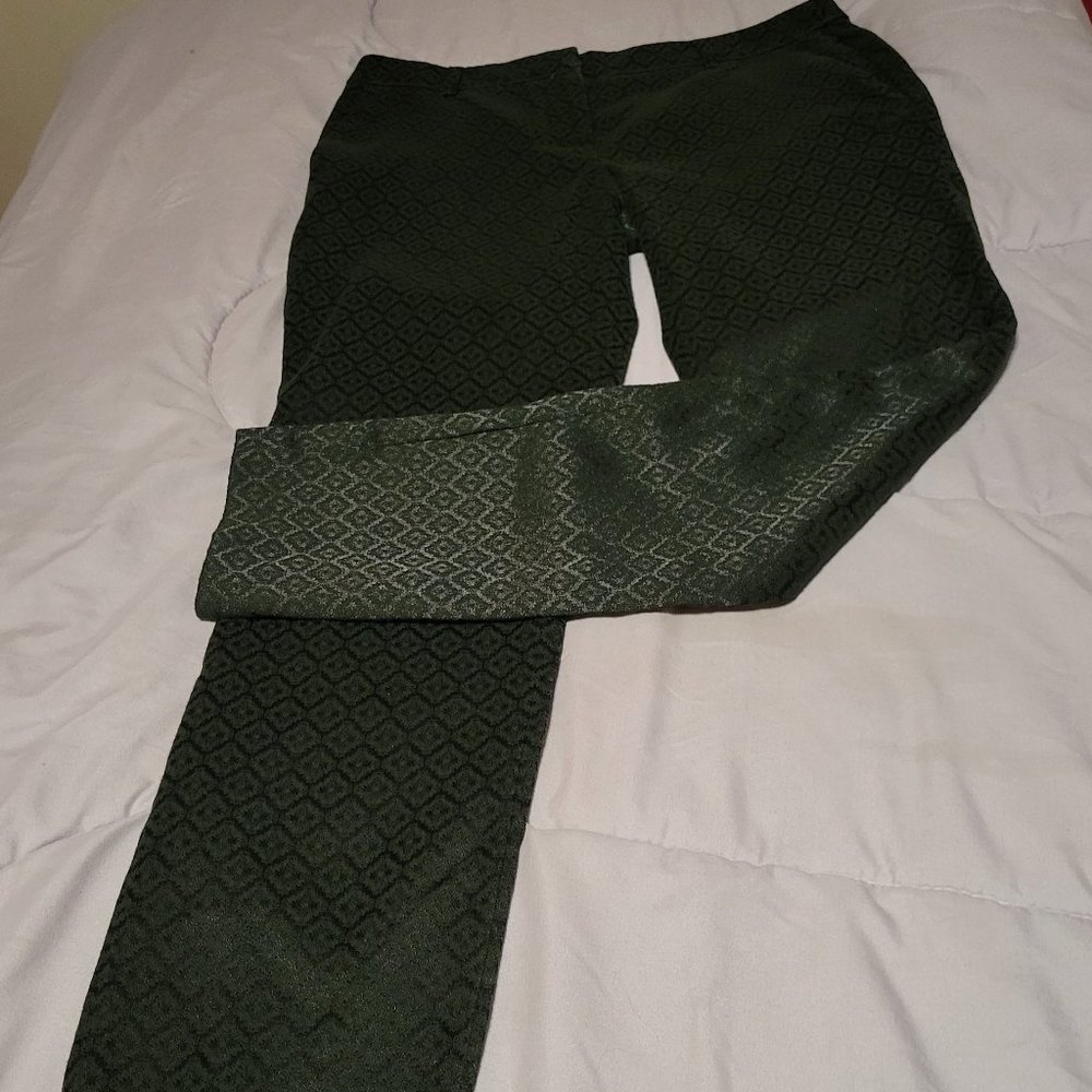 Black Brocade Tapered Leg Dress Pants